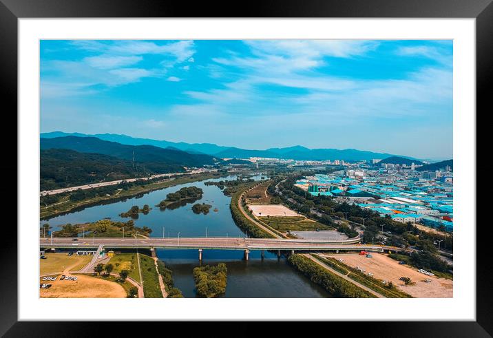 Aerial view of Daegu citiscape Framed Mounted Print by Ambir Tolang