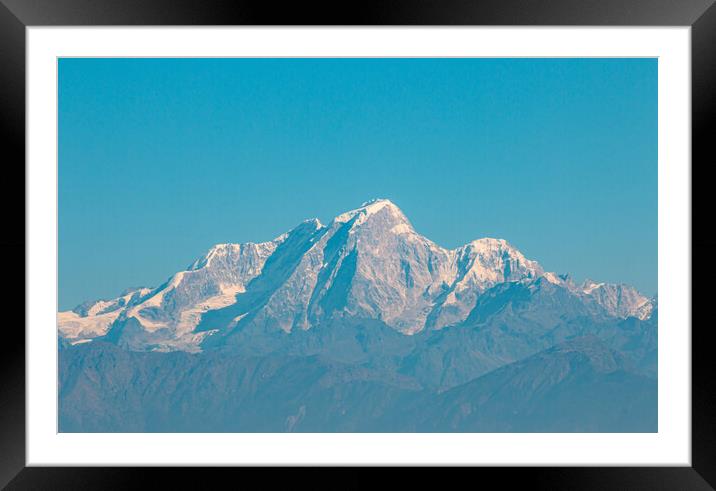 Landscape view of snow covered mountain range Framed Mounted Print by Ambir Tolang
