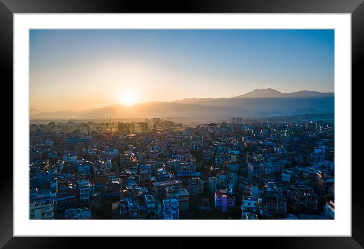 aerial view of kathmandu valley Framed Mounted Print by Ambir Tolang
