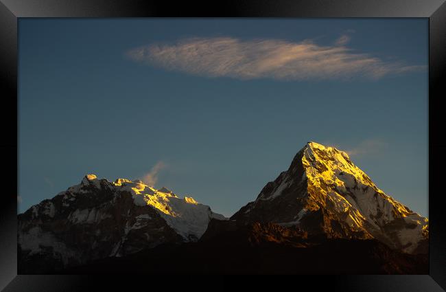 Sun ray on the Mount Annapurna Framed Print by Ambir Tolang