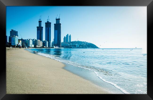 seascape view of Busan Beach, Framed Print by Ambir Tolang