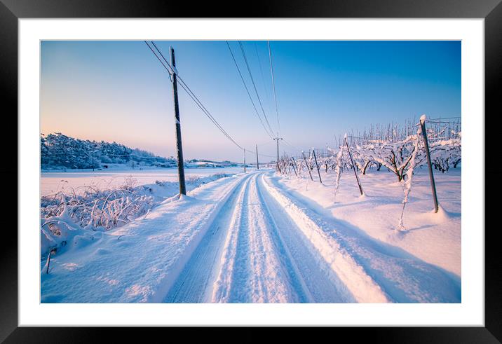 snow covered road Framed Mounted Print by Ambir Tolang