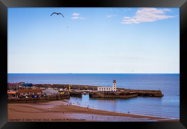 View over Scarborough South Bay Lighthouse Framed Print by Gary Turner