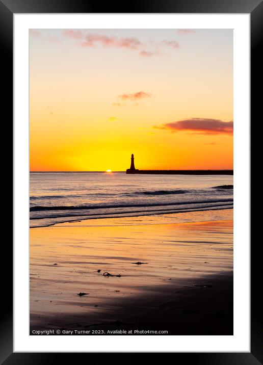 Sunrise at Roker Pier, Sunderland Framed Mounted Print by Gary Turner