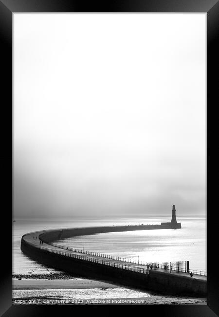 The curve of Roker Pier Framed Print by Gary Turner