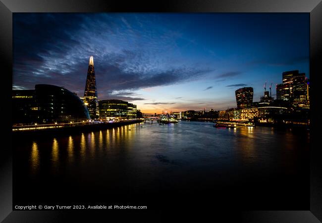 The Shard and River Thames Sunset Framed Print by Gary Turner
