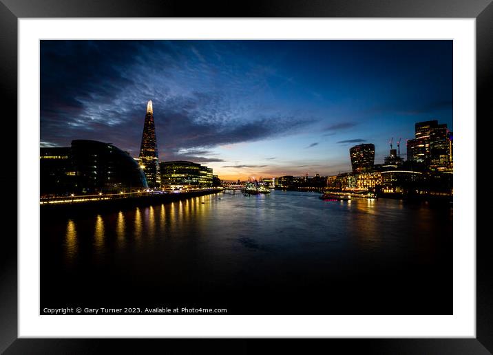 The Shard and River Thames Sunset Framed Mounted Print by Gary Turner