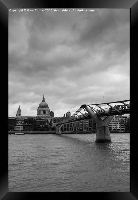  St Paul's Cathedral and the Millennium Bridge Framed Print by Gary Turner