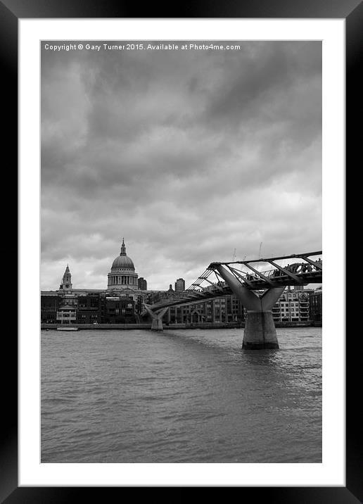  St Paul's Cathedral and the Millennium Bridge Framed Mounted Print by Gary Turner