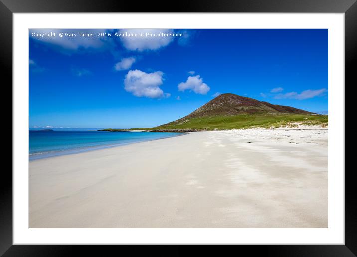 Ceapabhal Hill from Traigh na Cleabhaig beach Framed Mounted Print by Gary Turner