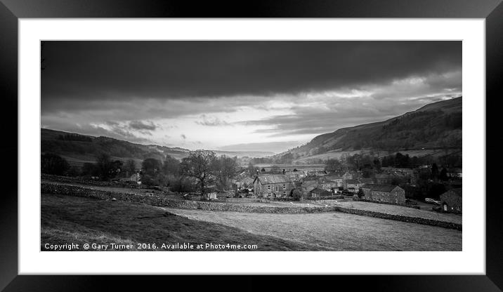 Kettlewell Panoramic Mono Framed Mounted Print by Gary Turner