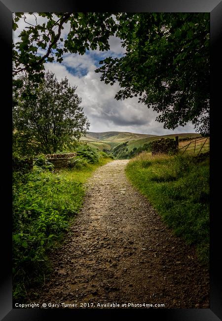 Leading to Hey Clough Portrait Framed Print by Gary Turner