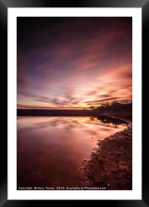 Sunset at Ardsley Reservoir Portrait Framed Mounted Print by Gary Turner