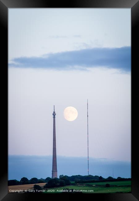 Emley Moon Two Towers Framed Print by Gary Turner