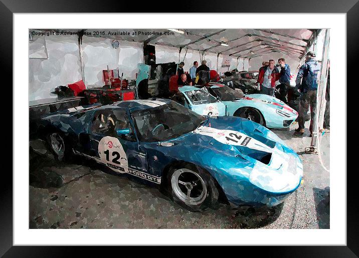  Ford GT40's in the Classic LeMans paddock Framed Mounted Print by Adrian Beese