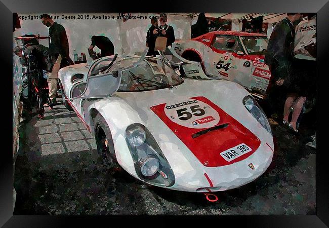 Porsche 906 in LeMans Classic paddock Framed Print by Adrian Beese