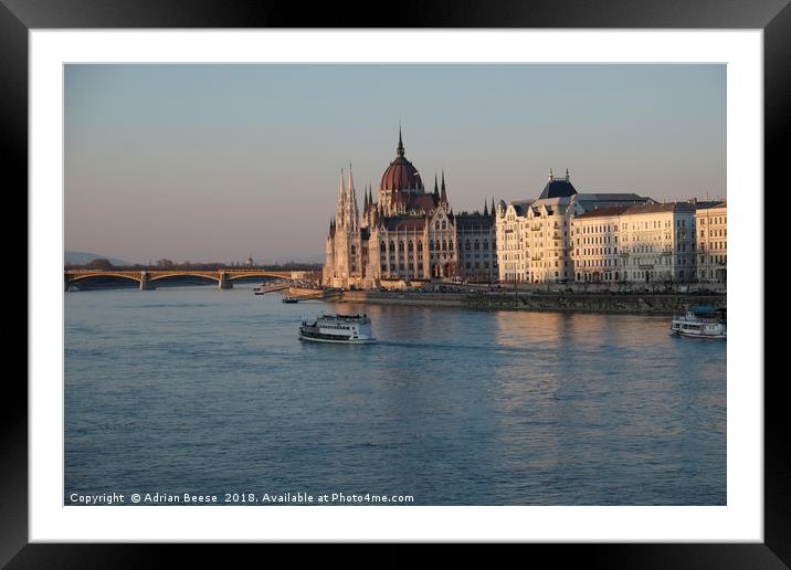 Hungarian Parliament Building Budapest Framed Mounted Print by Adrian Beese