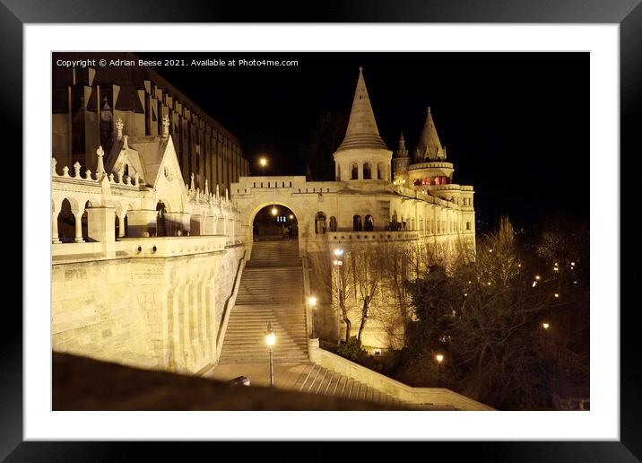 Budapest Royal Palace at night Framed Mounted Print by Adrian Beese