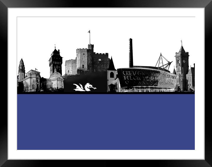 Cardiff Landmarks Montage Framed Mounted Print by Adrian Beese