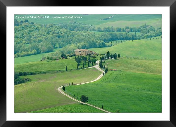 A Tuscan Farm in lush green countryside Framed Mounted Print by Adrian Beese