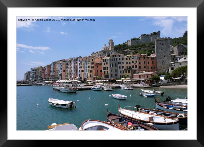 Porto Venere Harbour, Liguria Italy Framed Mounted Print by Adrian Beese
