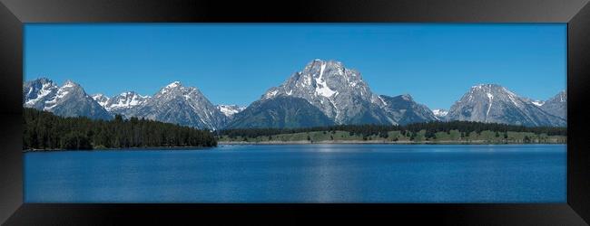 The Grand Tetons and Jenny Lake Panoramic Framed Print by Adrian Beese