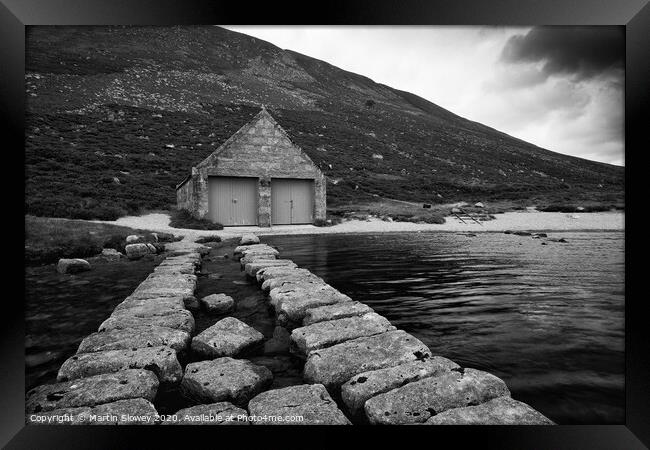 Loch Muick Boathouse Framed Print by Martin Slowey