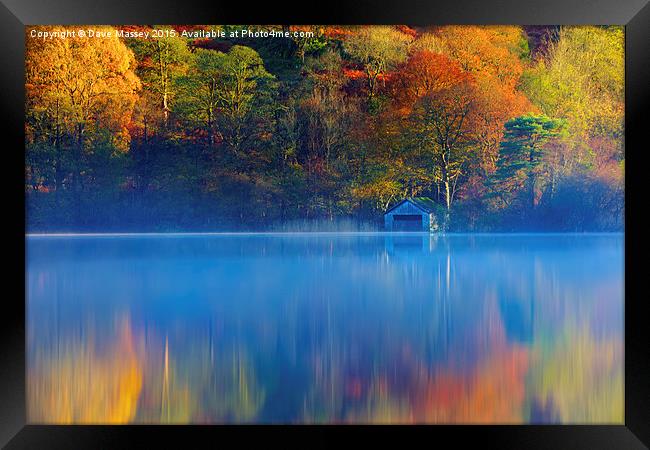 Misty Autumn Morning at Rydal Water Framed Print by Dave Massey