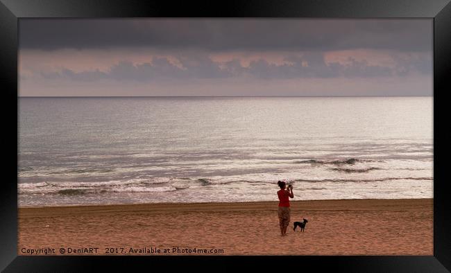 Woman and dog Framed Print by DeniART 