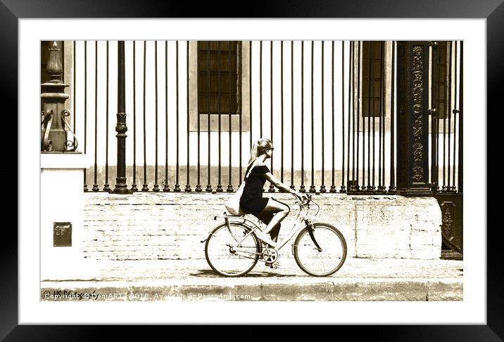 Girl on a bicycle Framed Mounted Print by DeniART 