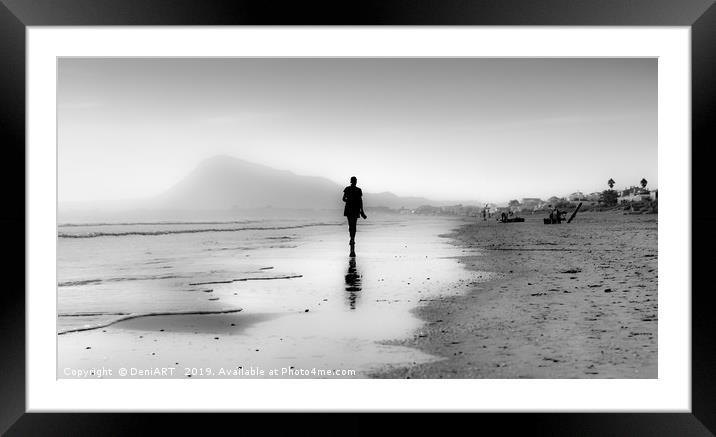 Golden morning in black and white Framed Mounted Print by DeniART 