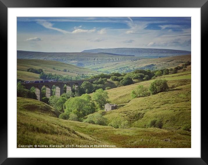 Train crossing Dent Head Viaduct in Yorkshire  Framed Mounted Print by Andy Blackburn