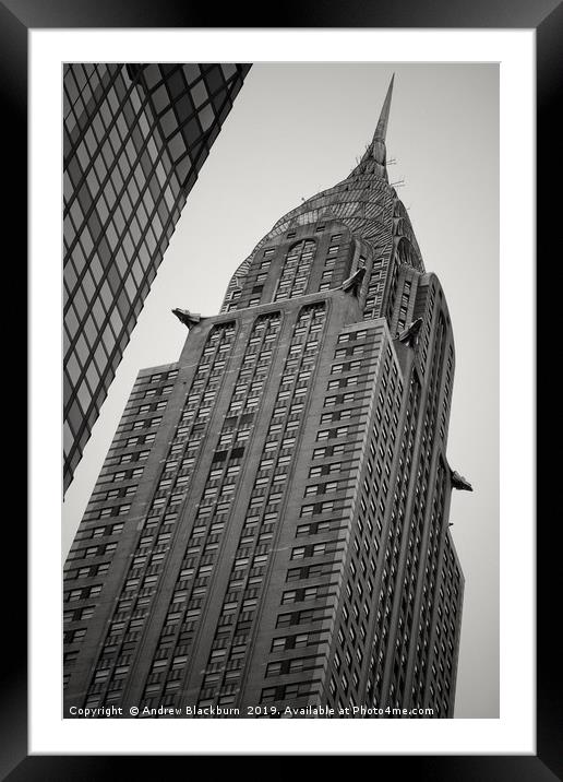 The Chrysler Building, New York City - monochrome Framed Mounted Print by Andy Blackburn