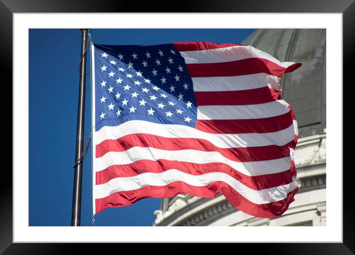  US Flag and dome Framed Mounted Print by Brent Olson