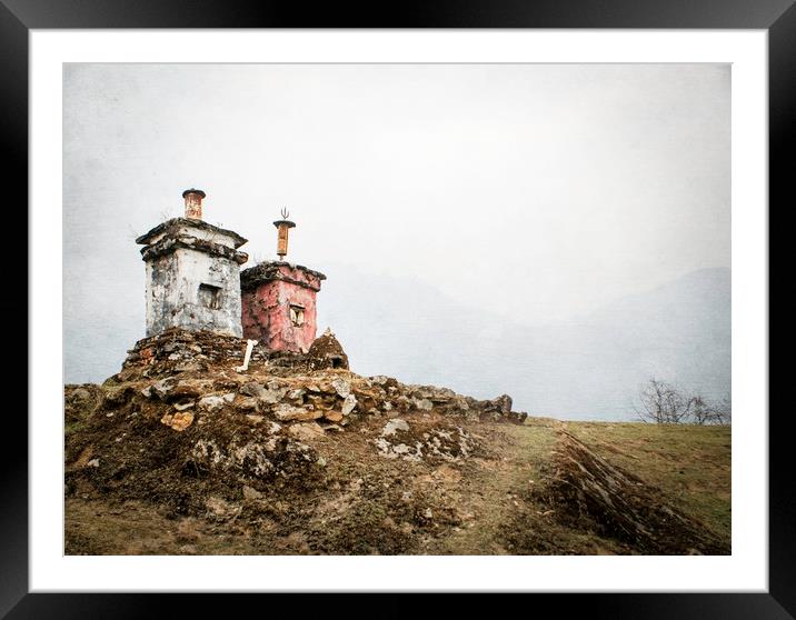 2 Stupas in the Himalayas Framed Mounted Print by Brent Olson