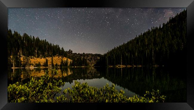 Stars over Devil's Lake Oregon Framed Print by Brent Olson