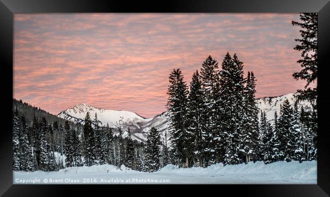 Winter Mountain Sunrise Framed Print by Brent Olson