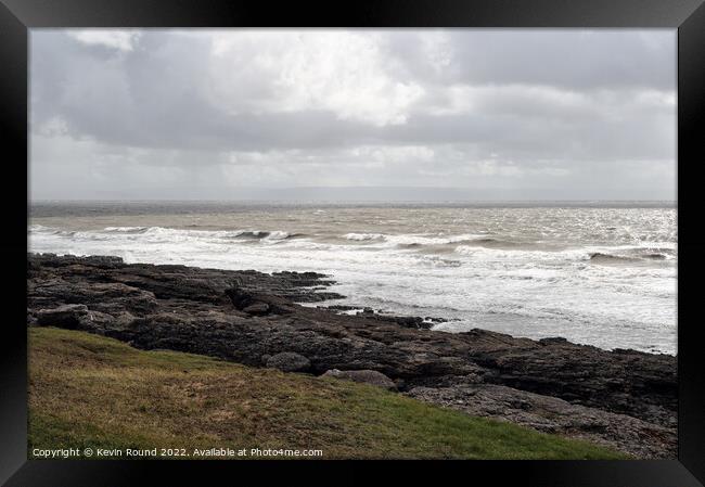 Stormy sea Ogmore Wales Framed Print by Kevin Round
