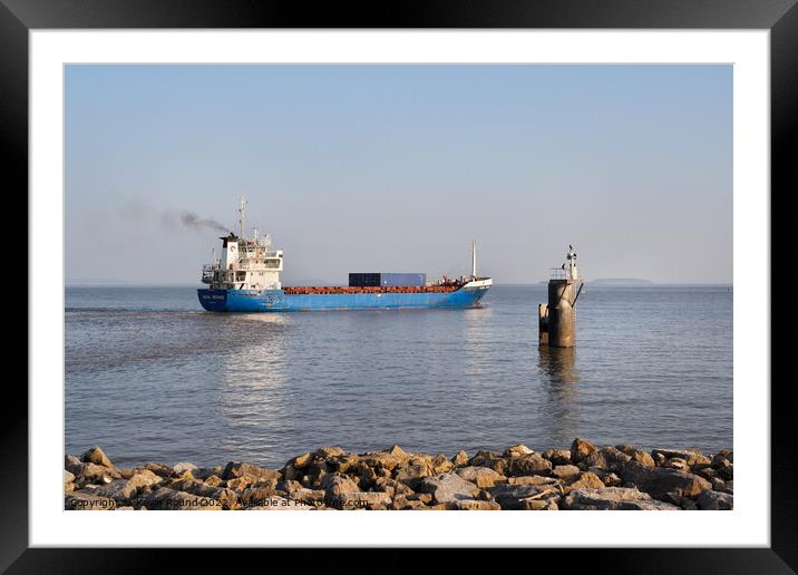 Vessel leaves Cardiff Docks Framed Mounted Print by Kevin Round