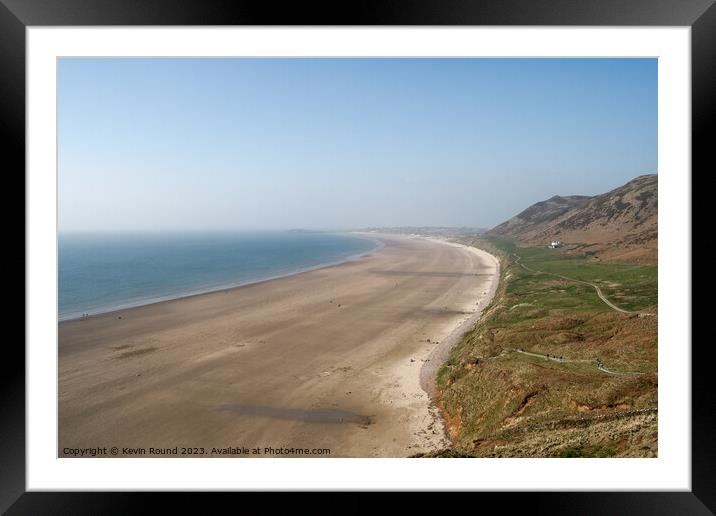 Rhossili beach Wales Framed Mounted Print by Kevin Round