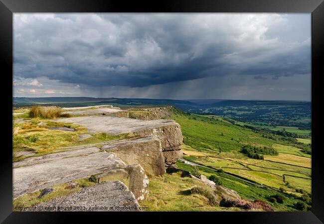 Curbar Edge Rain Framed Print by Kevin Round