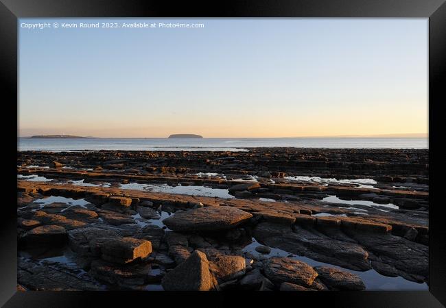 Lavernock Point Sunset Framed Print by Kevin Round