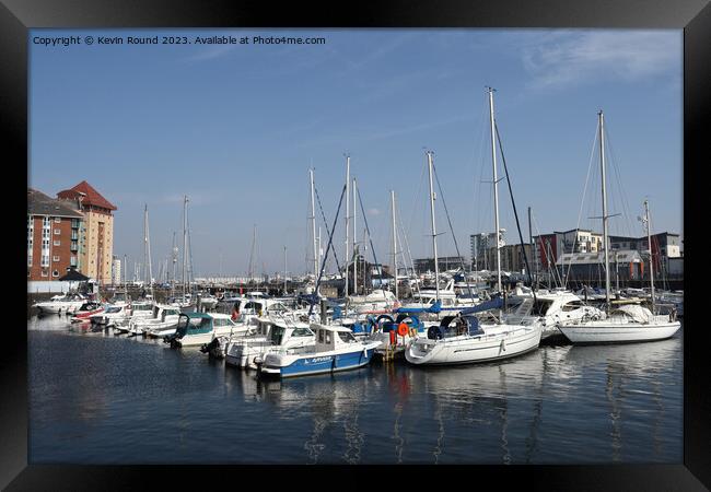 Boats in Swansea marina Framed Print by Kevin Round