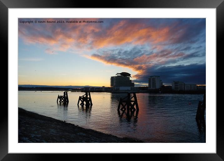 Cardiff bay sunset Framed Mounted Print by Kevin Round