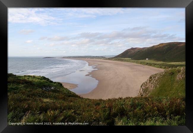 Rhossili Beach on the Gower peninsula in Wales. Framed Print by Kevin Round