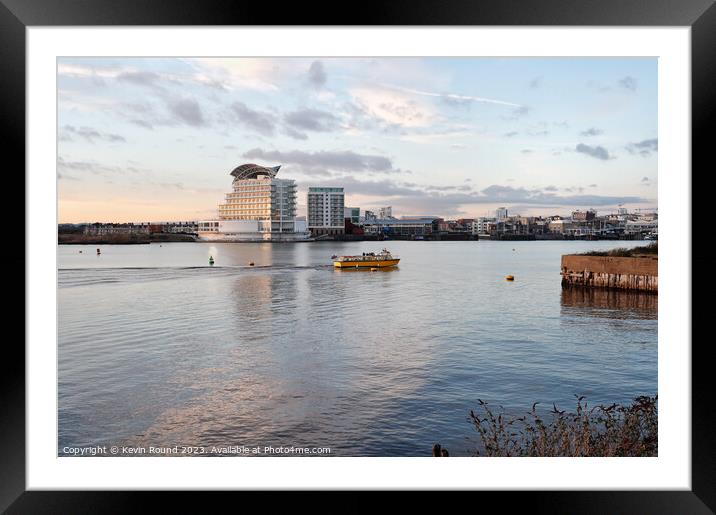 Cardiff Bay waterbus Framed Mounted Print by Kevin Round