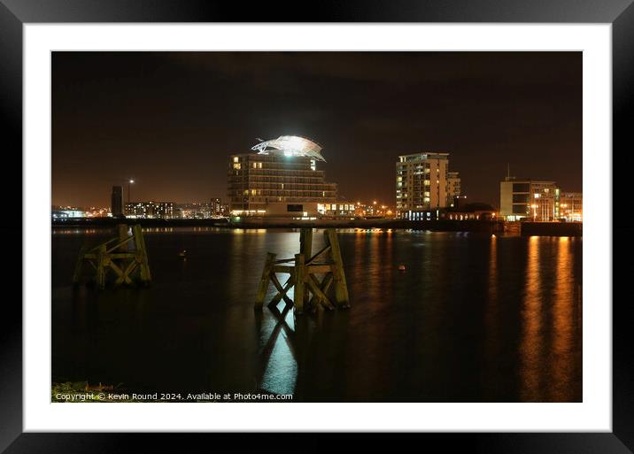 Cardiff bay at night Framed Mounted Print by Kevin Round