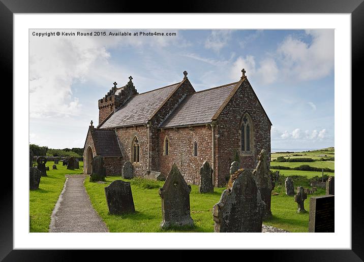  Llanmadoc Church Framed Mounted Print by Kevin Round