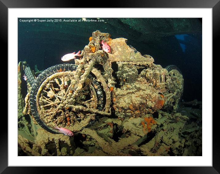Underwater motor bike cycle Thistlegorm Egypt Framed Mounted Print by Super Jolly