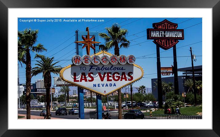 Las Vegas sign, Las Vegas, USA Framed Mounted Print by Super Jolly